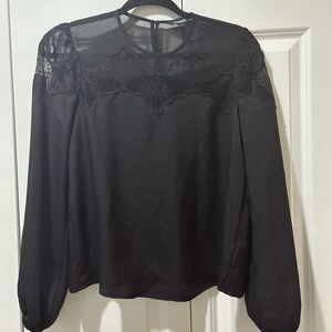 Express Black Sheer Lace Blouse